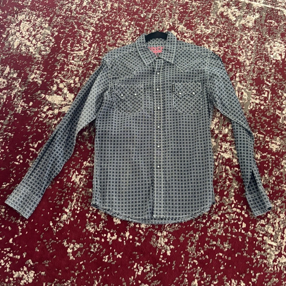 Cinch black and White Geometric Shirt